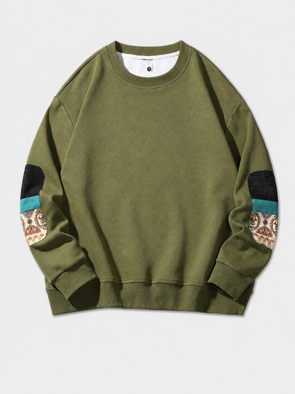 Mochuang Patch Detail Pullover Sweatshirt