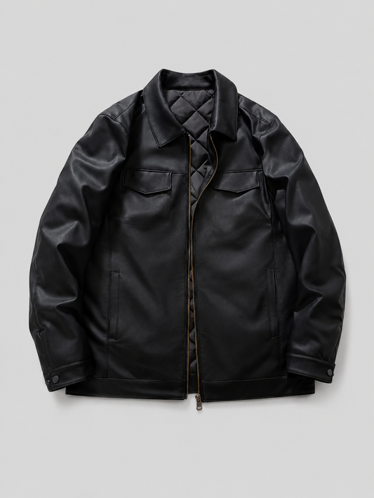 Fitted PU Lapel Jacket