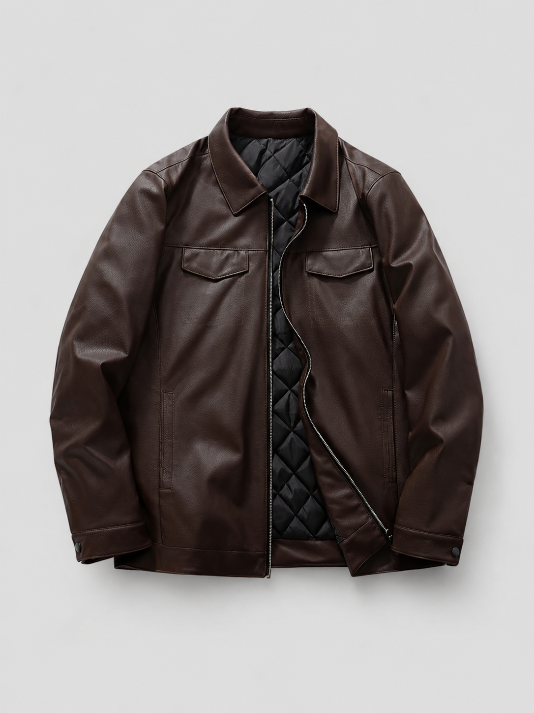 Fitted PU Lapel Jacket