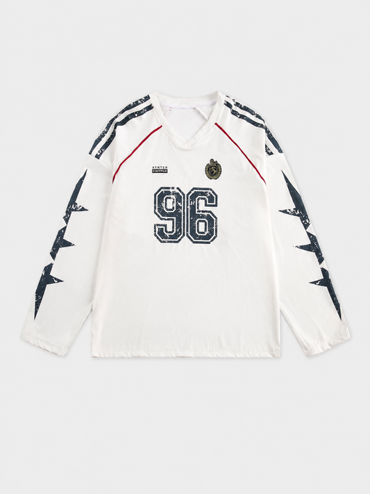Printed V-Neck Pullover Sweatshirt