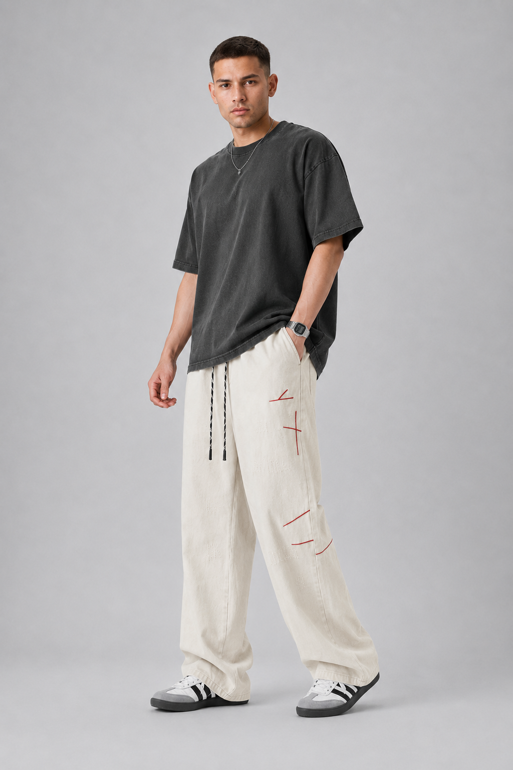 Distressed Straight-Leg Denim Jeans