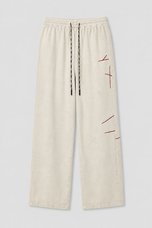 Distressed Straight-Leg Denim Jeans