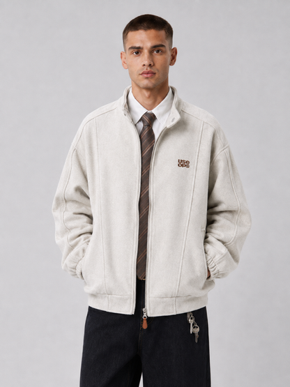 Loose-Fit Stand Collar Jacket