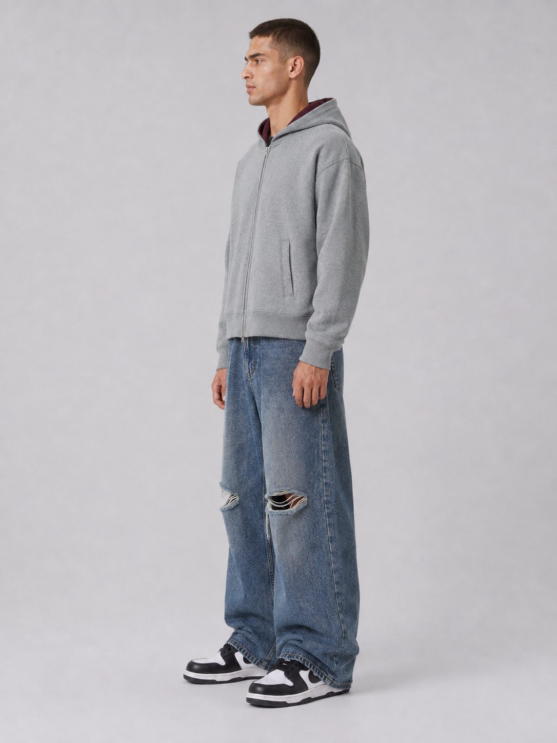 Loose Fit Hooded Zip-Up Jacket