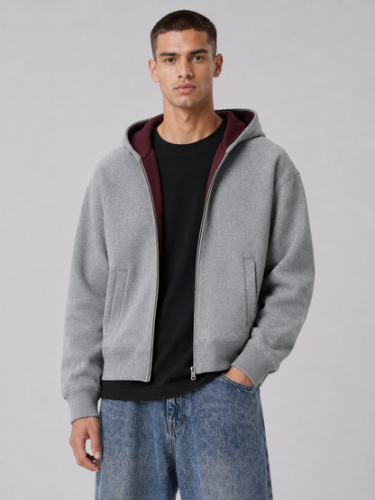Loose Fit Hooded Zip-Up Jacket
