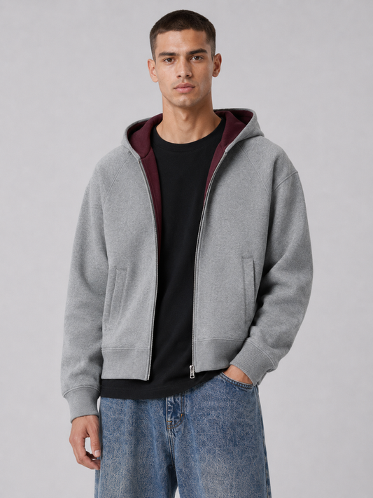 Loose Fit Hooded Zip-Up Jacket