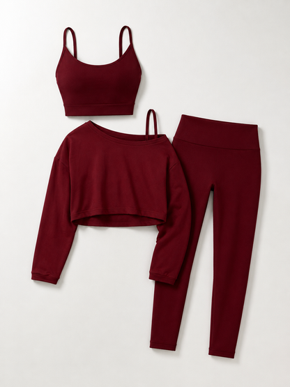 Women’s Long-Sleeve Crop Top & Leggings Set