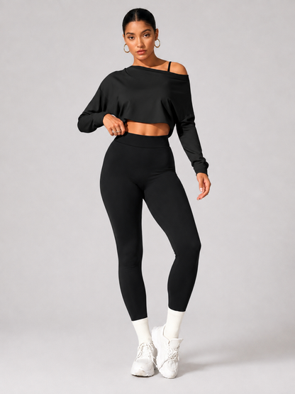 Women’s Long-Sleeve Crop Top & Leggings Set
