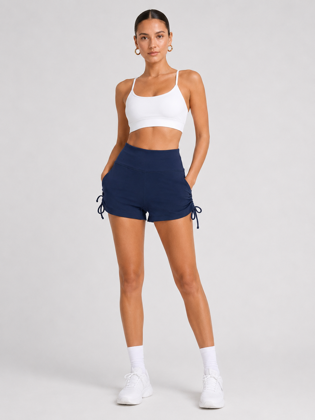 Women’s High-Waist Ruched Drawstring Shorts