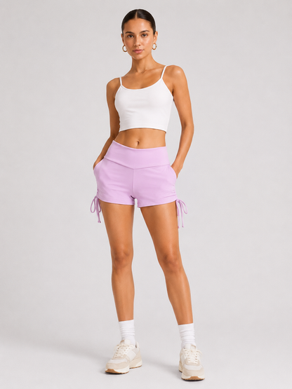 Women’s High-Waist Ruched Drawstring Shorts