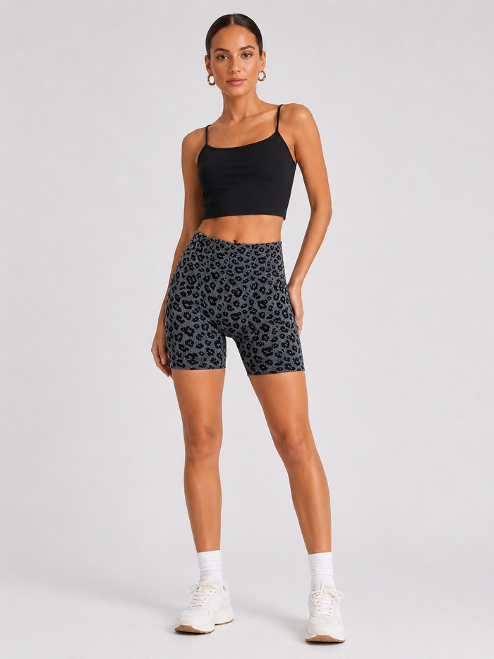 Women’s High-Waist Leopard Print Biker Shorts alternate view