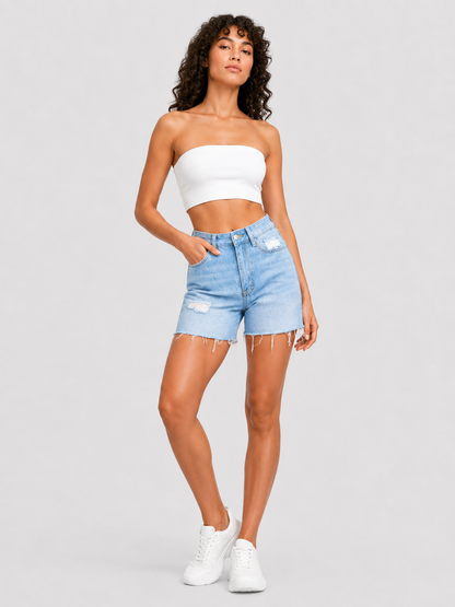 Women’s Frayed Hem Denim Shorts