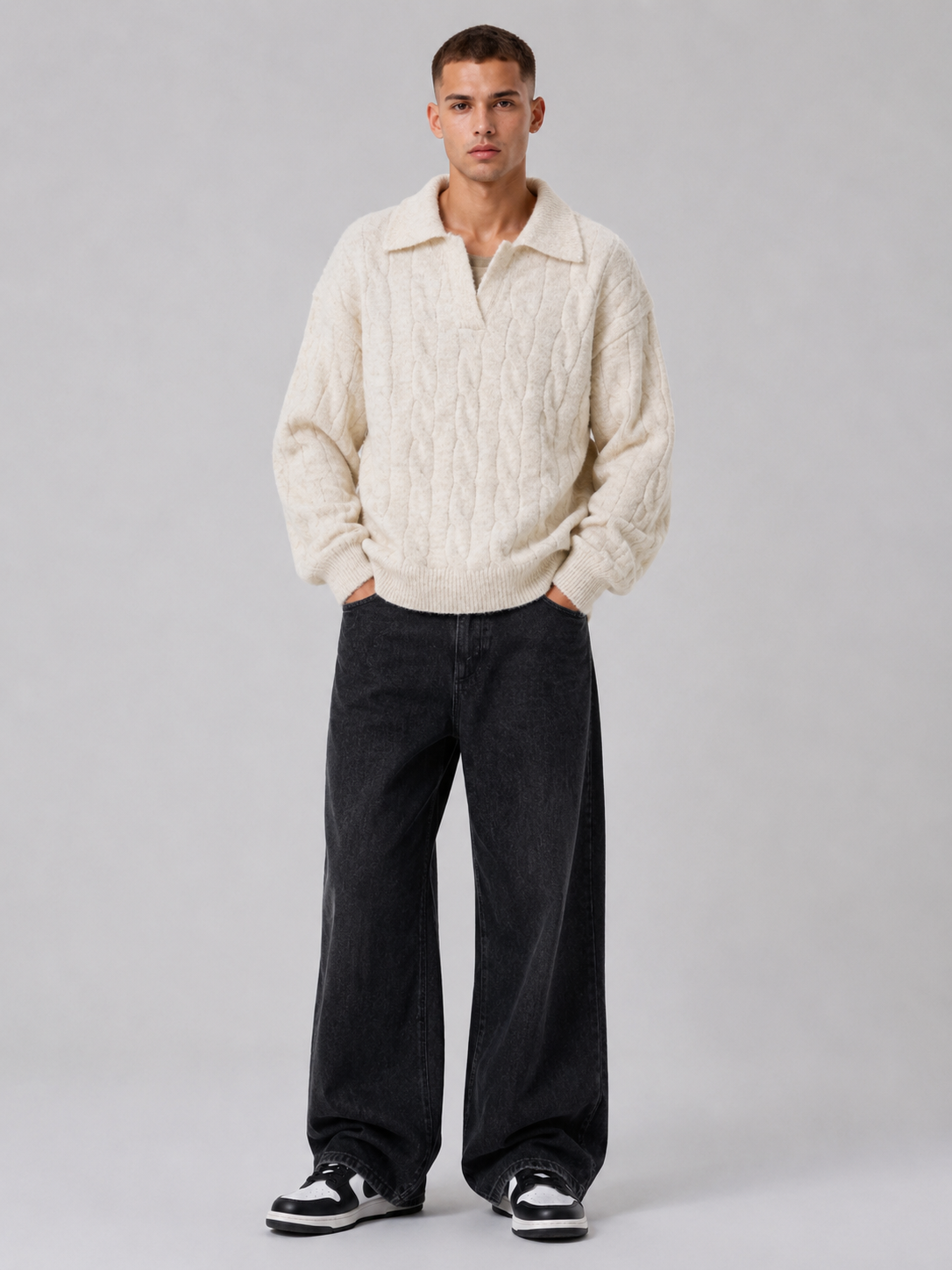 Vintage Loose Fit Lapel Pullover Top