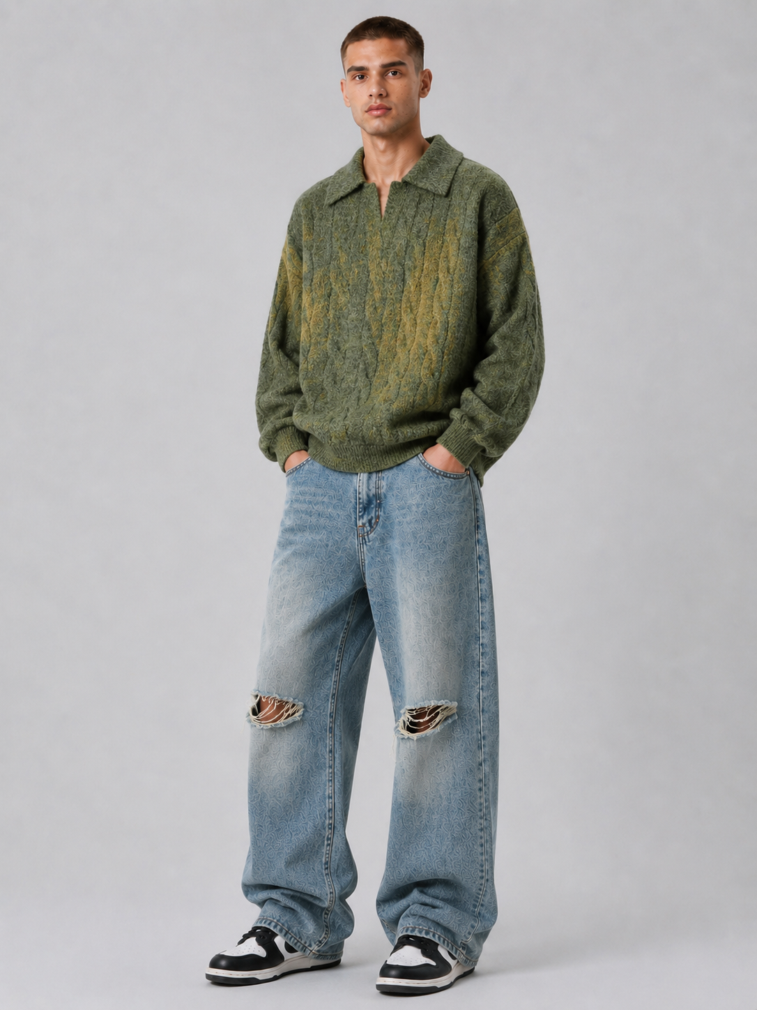 Vintage Loose Fit Lapel Pullover Top